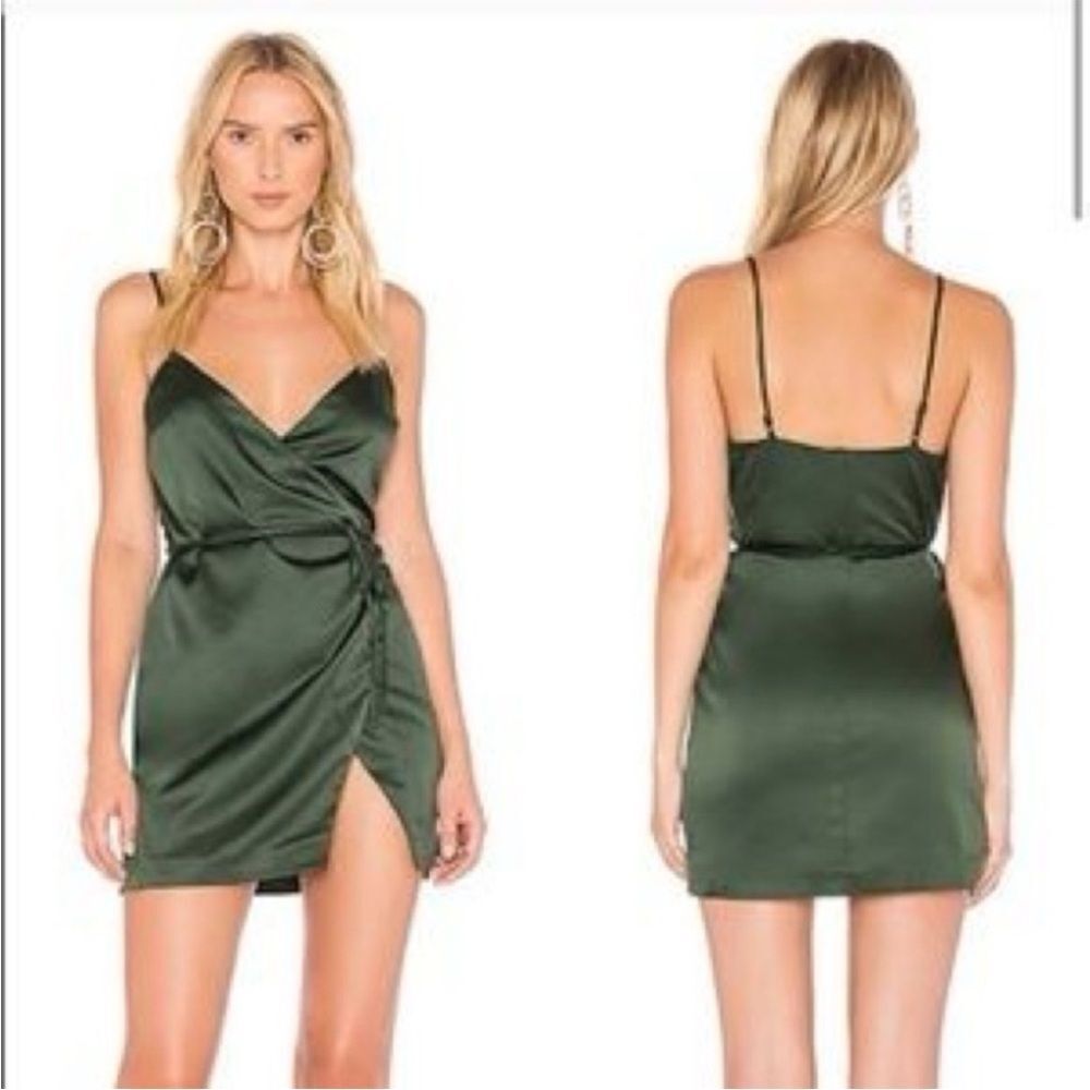 Majorelle Nina Dress in Ivy‎ Satin WrapMini Dress Revolve Cocktail Sz L